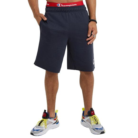 Champion Men's Graphic Powerblend Fleece Short Navy Size S 12558 - Picture 1 of 5